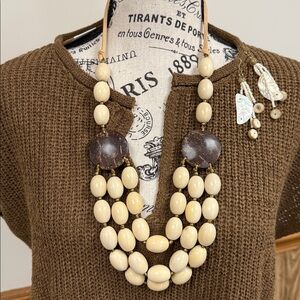 Elegant Cream and Brown Beaded Necklace & Earrings